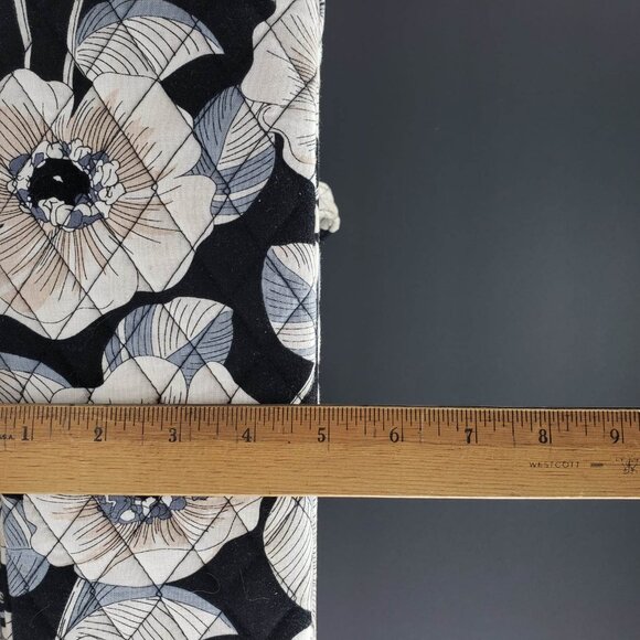 Vera Bradley Retired Shoulder Bag Camellia Cream Tan Blue Black Zipper Tote - Picture 9 of 14